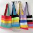 Fashion Rainbow Striped Bag Purple And Yellow Polyester Knitted Printed Tote Bag