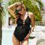 Fashion Black Polyester Ruffled Lace-up Maternity One-piece Swimsuit