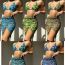 Fashion 2# Polyester Printed Halter Neck Split Swimsuit Bikini Three-piece Set
