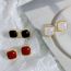 Fashion White (real Gold Plating To Maintain Color) Copper Inlaid Zirconia Square Pearl Stud Earrings