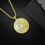 Fashion Gold Stainless Steel Printed Medallion Necklace