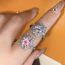 Fashion 8# Gold-plated Copper Diamond Snowflake Ring Stud Earrings Pendant Set