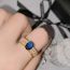 Fashion [blue Corundum] Opening Is Adjustable Copper And Diamond Oval Ring