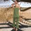 Fashion Khaki Polyester Knitted Crew Neck Vest And Trousers Suit