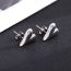 Fashion A Pair Of Silver Three-dimensional Heart-shaped Earrings Stainless Steel Three-dimensional Heart-shaped Earrings