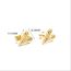 Fashion A Pair Of Golden Three-dimensional Heart-shaped Earrings Stainless Steel Three-dimensional Heart-shaped Earrings