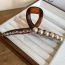 Fashion Gripper-coffee Color Staggered (small Size) Geometric Diamond And Pearl Cross Gripper