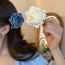 Fashion 5# Duckbill Clip-blue Fabric Flower Hairpin