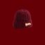 Fashion Letter Small Label Burgundy - Head Circumference 50-53 Acrylic Patch Embroidered Beanie