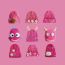 Fashion Frangipani Pink Head Circumference 48-53cm Acrylic Knitted Three-dimensional Flower Beanie