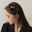 Fashion Beige Side Bow Headband Fabric Diamond-encrusted Bow Polka-dot Wide-brimmed Headband