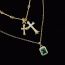 Fashion Cross [gun Black-obsidian] Includes 50cm Chain Copper Diamond Cross Necklace