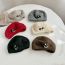Fashion Black Children's Woolen Beret With Pearl Bow