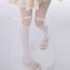 Fashion White Velvet Strappy Knee-high Stockings