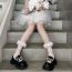 Fashion Black Petal Edge-polka Dot Socks Petal Lace Socks
