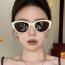 Fashion Bright Black And White Film Rice Nail Cat Eye Triangle Sunglasses