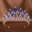 Fashion Black Sapphire Blue Metal Diamond Geometric Crown