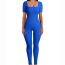 Fashion Blue - Long Sleeves Polyester Ribbed Square Neck Jumpsuit