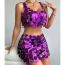 Fashion Purple Skirt Geometric Sequin Panel Skirt