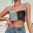 Fashion Black And Silver Metal Diamond Color Block Top And Vest