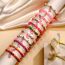 Fashion Pink Flower Onyx Beaded Geometric Oil Drop Cross Bracelet