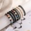 Fashion Black Braid Geometric Natural Stone Beaded Men's Bracelet