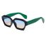 Fashion Tortoiseshell Frame Green Feet All Gray C3 Pc Square Large Frame Sunglasses