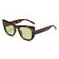 Fashion Tortoiseshell Frame Green Film C3 Cat Eye Large Frame Sunglasses