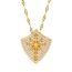 Fashion Gold Titanium Steel Diamond Shield Necklace