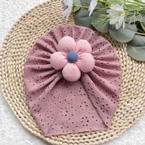 Fashion Purple Fabric Flower Hollow Children's Fetal Cap