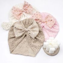 Fashion White Fabric Bronzing Bow Pullover Hat