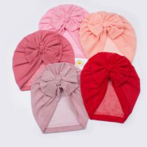 Fashion Deep Bean Paste Fabric Bow Children's Pullover Hat