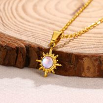 Fashion Gold Stainless Steel Sun Necklace