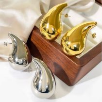 Fashion Gold Stainless Steel Water Drop Earrings