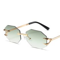 Fashion Gold Frame All Gray Piece Cut-edge Polygonal Sunglasses