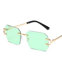 Fashion Gold Frame Gradient Flakes Rimless Square Sunglasses
