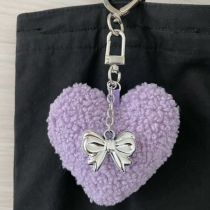 Fashion Purple Alloy Bow Plush Love Keychain