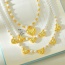 Fashion Golden 3 Copper Love Pendant Pearl Beads Necklace