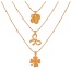 Fashion Golden 4 Titanium Steel Flower Pendant Necklace