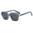 Fashion Transparent Base Gray Frame Black And Gray Film Pc Wavy Square Large Frame Sunglasses