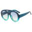 Fashion Black Upper And Lower Bean Flower Frame Double Gray Pieces Double Bridge Round Sunglasses