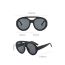 Fashion Solid White Frame Black And Gray Film Double Bridge Round Sunglasses