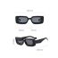 Fashion Dark Blue Frame Black And Gray Film Pc Double Layer Square Sunglasses