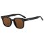 Fashion Bright Black Framed Tea Slices Rice Nail Large Frame Sunglasses