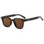 Fashion Bright Black Framed Tea Slices Square Rice Stud Sunglasses