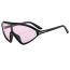 Fashion Bright Black Framed Red Film Large Frame Shaped Sunglasses With Rice Studs
