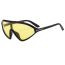 Fashion Dark Green Frame With Green Upper And Lower Yellow Slices Large Frame Shaped Sunglasses With Rice Studs