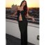Fashion Black Backless Irregular Earring Top And Skirt Suit