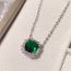 Fashion 【emerald】with Chain Gold-plated Copper Geometric Necklace With Round Diamonds