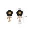 Fashion Black Flowers Copper Inlaid Zirconium Flower Earrings